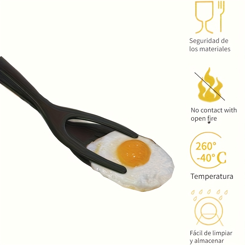 Egg Flipper-spatel, 2-in-1 grip- en flip-spateltang, gebakken eierspatel, spateltang, eierflipper