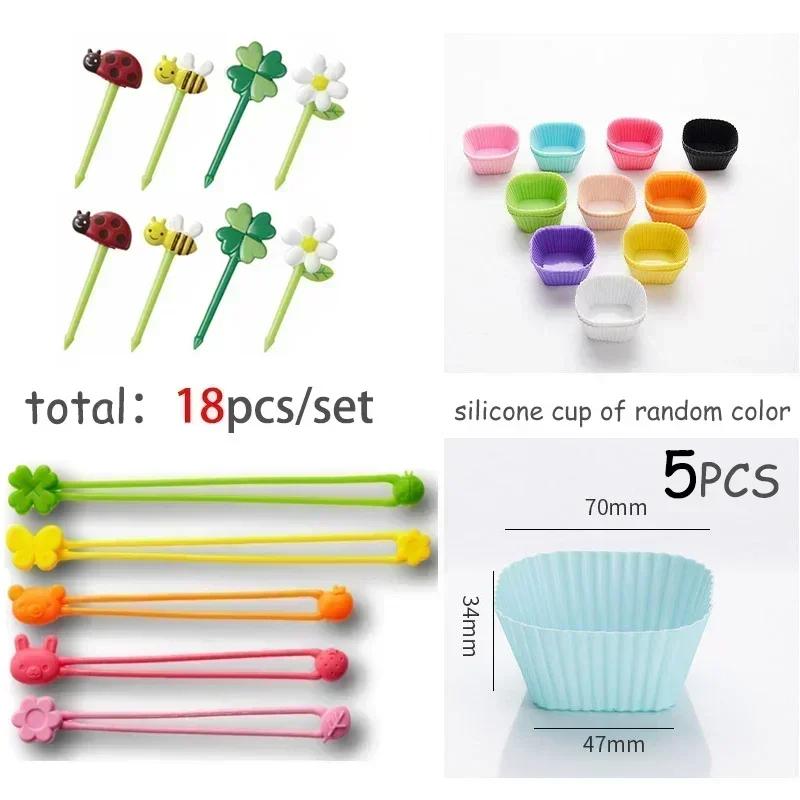 Accesorios para fiambrera Bento, selecciones de frutas y alimentos, tazas de silicona, divisores de fiambrera y bandas envolventes de silicona multiusos para niños: Azul
