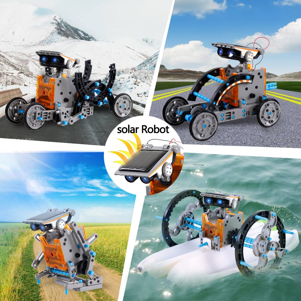 12 In 1 Educatieve Solar Robot 190 Stuk Kit Solar Elektrische Motor En Versnelling Diy Montage Blok Kinderen Speelgoed