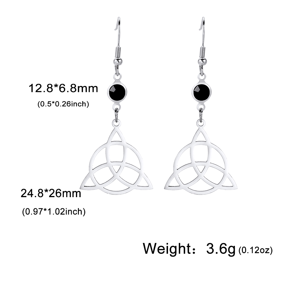 Unift Pendientes góticos de acero inoxidable para mujer y hombre, aretes de pentagrama de Triple runa, fase lunar, joyería Vintage, Piercing de oreja, nudo de bruja: Color oro puro