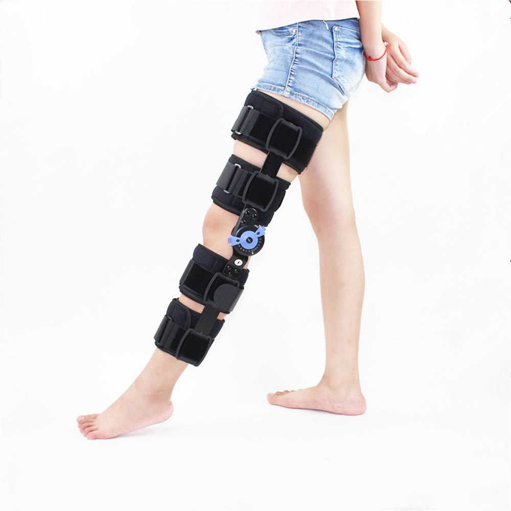 Scharnierende Orthopedische Kniebrace Ondersteuning Verstelbare Spalk Stabilizer Wrap Verstuiking Post-Op Knie Protector Uitbreiding Joint Ondersteuning