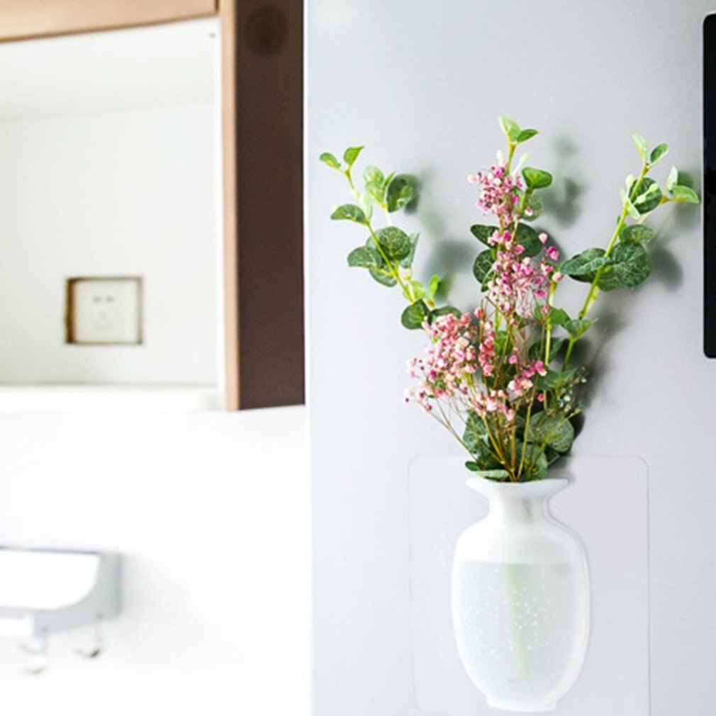 Adsorptie Magic Silicone Vaas Stok Muur Opknoping Vaas Stickers Glas Muur Koelkast Geen Spoor Plastic Vaas Sticker