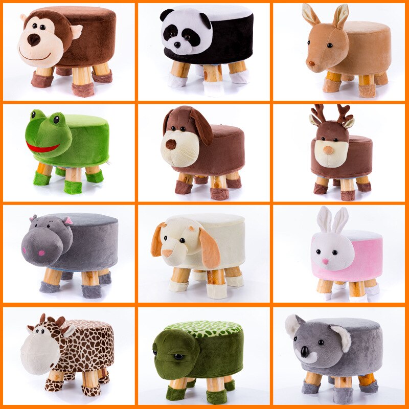 Cartoon Dier Kruk Massief Houten Kinderen Salontafel Kruk Thuis Kleine Sofa Kruk Afneembaar En Wasbaar WF6051005