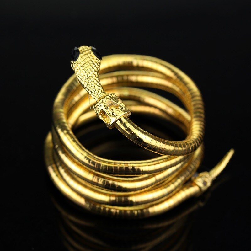 Punk Cool Bendy Multilayer Metal Alloy Gold Black Kleur Snake Ketting En Armband Voor Vrouwen En Mannen Sieraden: gold