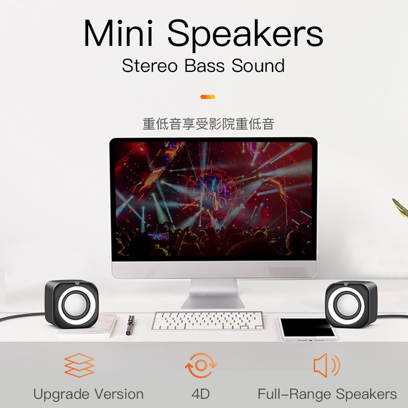 Computer Speaker Mini USB Protable Speakers 4D Stereo Bass Sound Subwoofer Music Player for PC Laptop Multimedia Loudspeaker