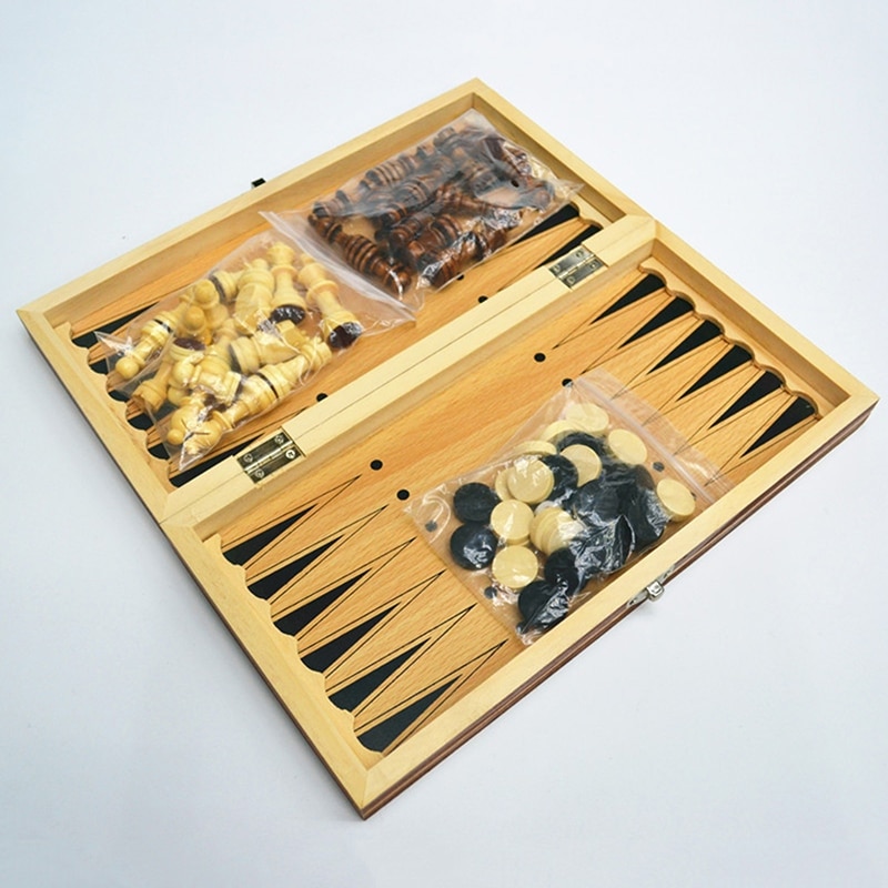 Magnetic Wooden Folding Chess Set with Felted Game Board Interior for Storage Adult Kids Beginner Large Chess Board 39cm*39cm