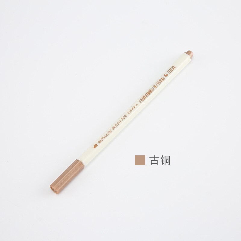 STA Metallic Colorful Brush Marker Pens 10 Colors Available Paint Pens for Decoration Photo Album Note book 1 Piece: Bronze