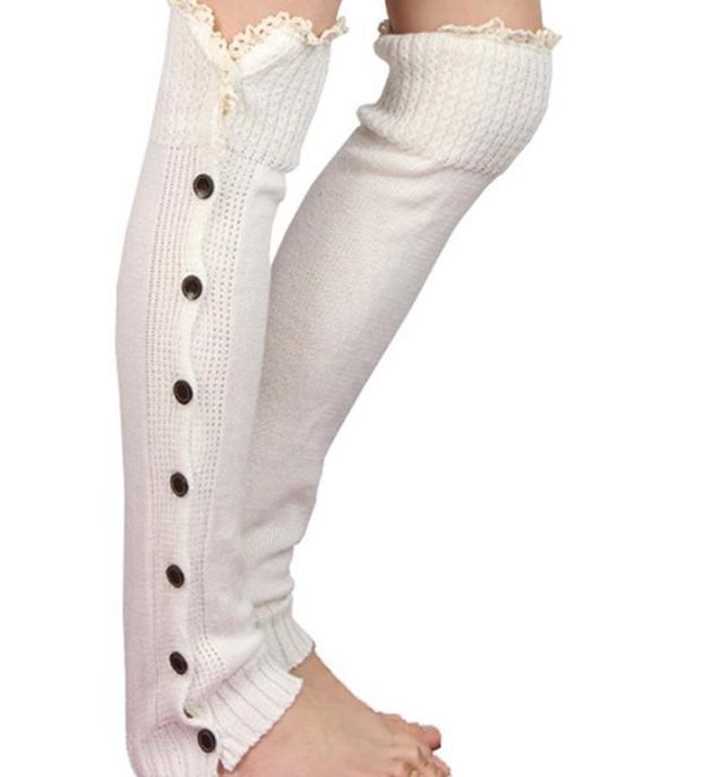 Dentelle bouton bas jambe plus Ballet danse échauffement tricoté butin guêtres bottes manchettes Stockin chaussettes bottes couvre jambe Protection orthèse