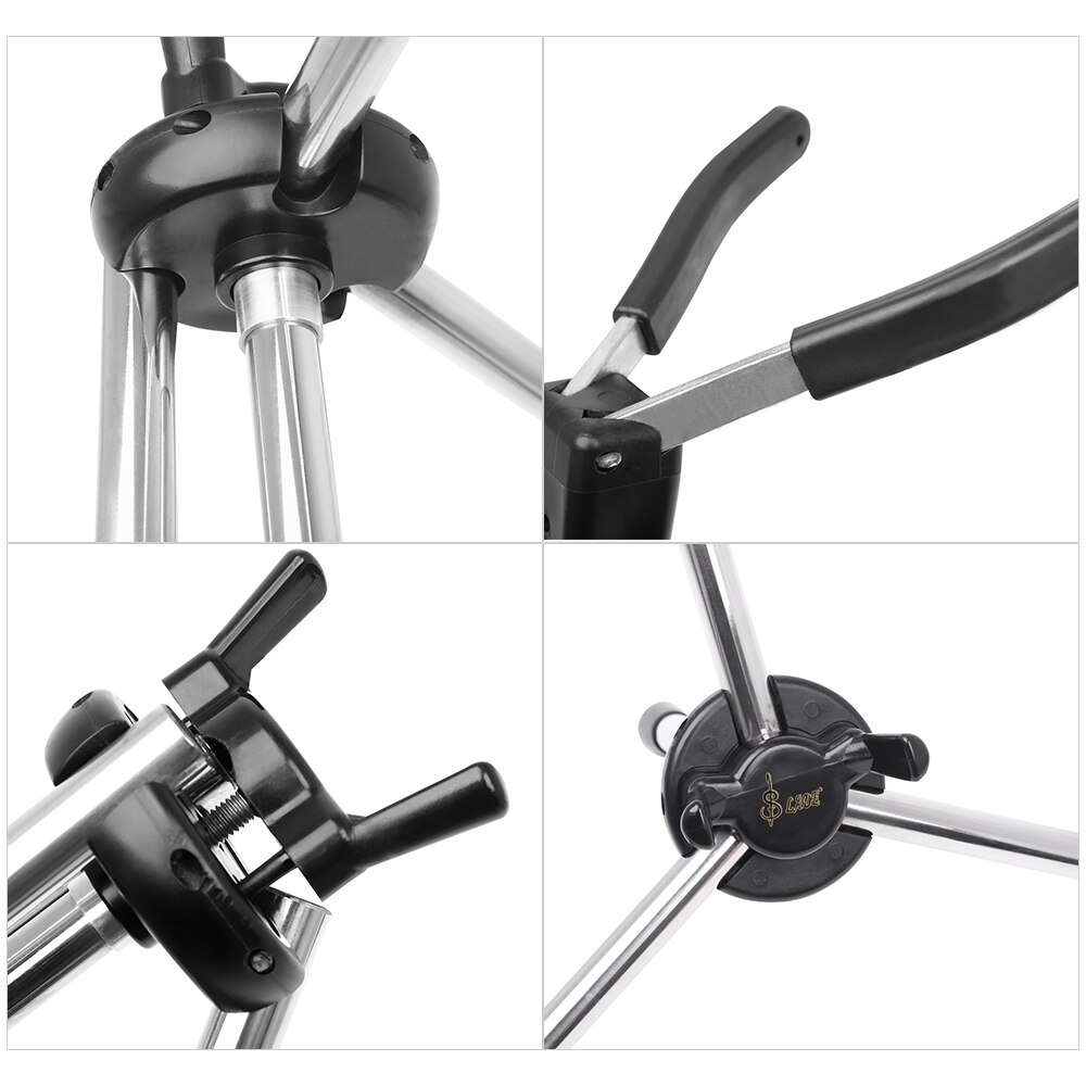 Foldable Alto Tenor Sax Saxophone Stand Support Adjustable Triple-cornered Base Bracket Musical Instrument Holder