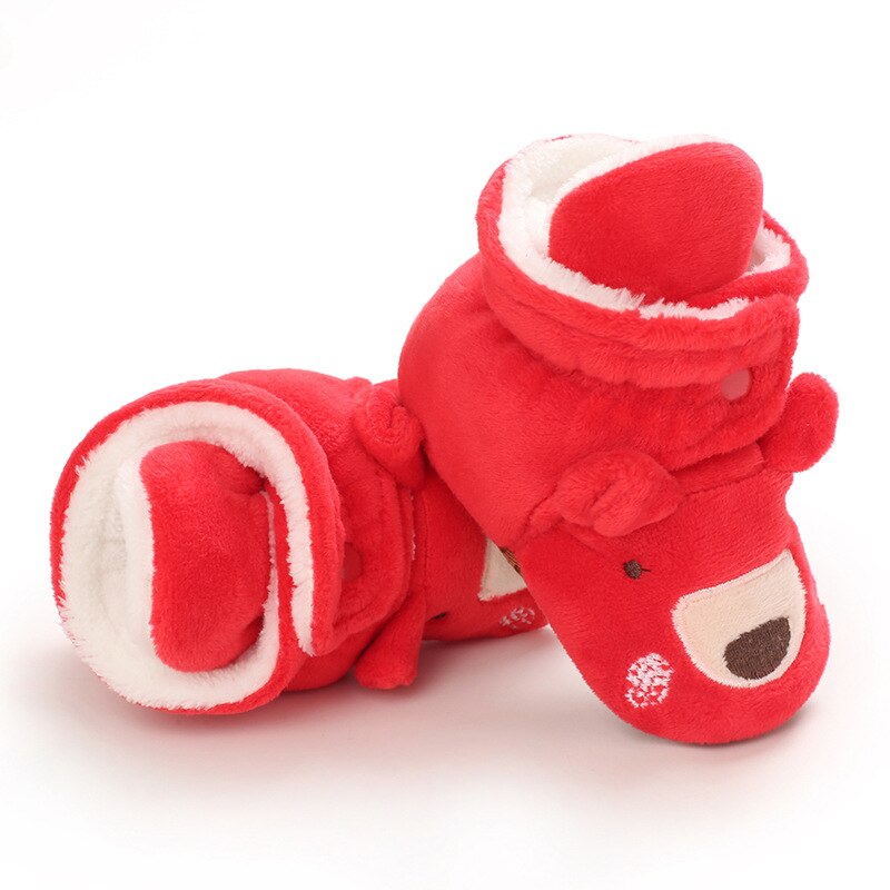 Baby cartoon dieren laarsjes zachte zool winter warme binnenpantoffels peuter eerste loopschoenen met antislip onderkant: Beige / 13