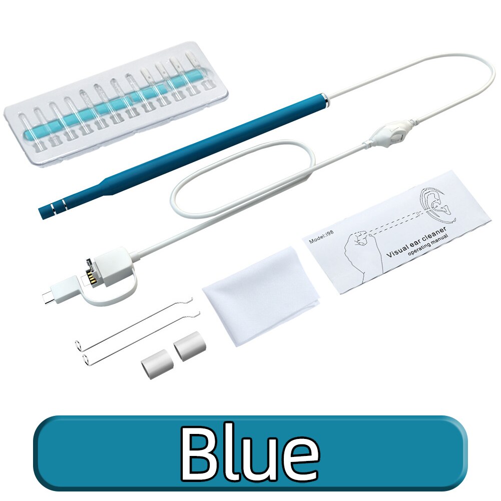 Endoscoop Camera Oor Schoonmaken Tool Ear Wax Remover Kit Care Oor Schoner Apparaat Oor Schoonmaken Persoonlijke Gezondheidszorg: Blue