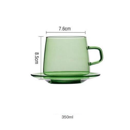 Tazza di vetro colorato tazza 350ml resistente al calore ambra blu verde impilabile tazza di vetro tazza da caffè tazza da tè 1pc: Verde
