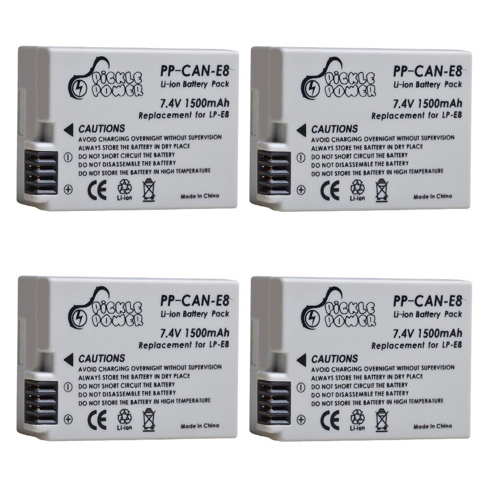2 uds. LP-E8 LPE8 LP E8 batería recargable y cargador Dual LED para Canon EOS 550D 600D 650D 700D X4 X5 X6i X7i T2i T3i T4i T5i.: 4 Battery