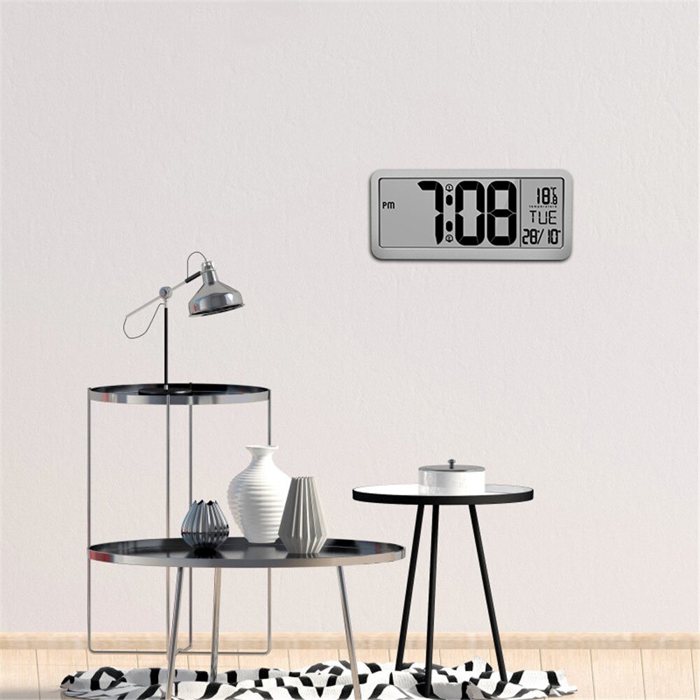 Digital Wall Clock, Desk Clock, Auto Time Self Setting Alarm Clock, Auto Time Changing, Number Clock Date Temperature Display