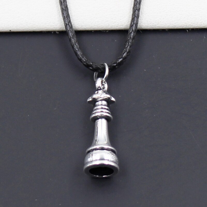 Nuovo Nero del Cavo di Cuoio Del Choker Re Degli Scacchi Queen Rook Cavaliere Vescovo Pegno di Fascino FAI DA TE Collana Del Pendente Tibetano Dropshipping