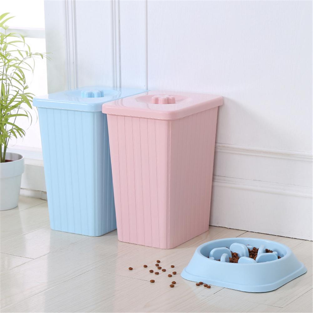 Hundmat hink plast husdjur katt fuktsäker förvaringslåda stor kapacitet förseglad fat valp färsk mat lufttät behållare