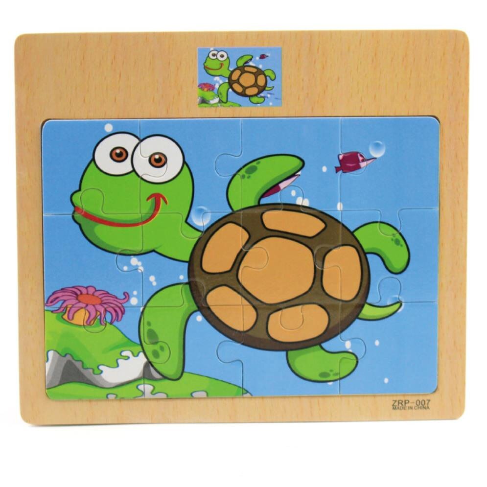 15x17cm Formato Animali di Legno E Auto Puzzl Puzzle Bordo di Giocattoli Per Bambini di Educazione Precoce Interessante Puzzle Di Legno Del Giocattolo: turtles