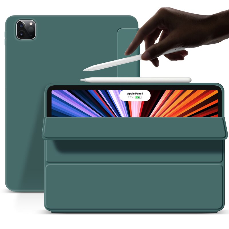 Voor Ipad Pro 11 Case Smart Case Slim Magnetische Folding Flip Stand Soft Tpu Back Cover Voor Ipad Pro 11 Case Tablet Funda: Dark Green / iPad Pro 11 2020