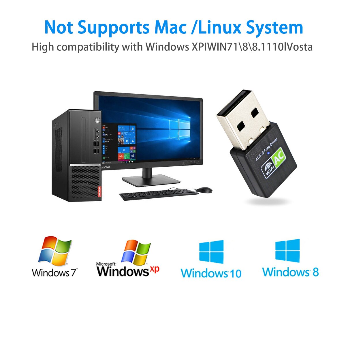 Free Driver USB Wifi Adapter 600Mbps Wi fi Adapter 5 Ghz Antenna Ethernet PC Wi-Fi Adapter Lan Wifi Dongle AC Wifi Receiver