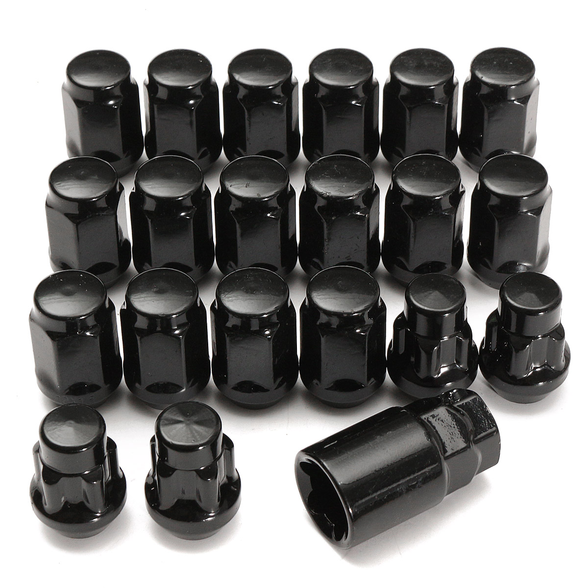 21Pcs/Set M12x1.5mm Black Alloy Car Wheel Locking Nuts Blots Locker With Key For Ford for Focus for C-Max 2007