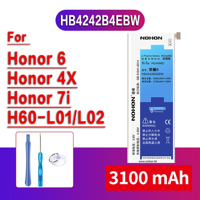 Batería Original para Huawei P9 G9 P8 Lite P10 Honor 10 9 8 7X 7 6X 6 Plus 5X 4X V10 Play Nova 3 Mate 7 8 9 S, batería de reemplazo: Honor 6