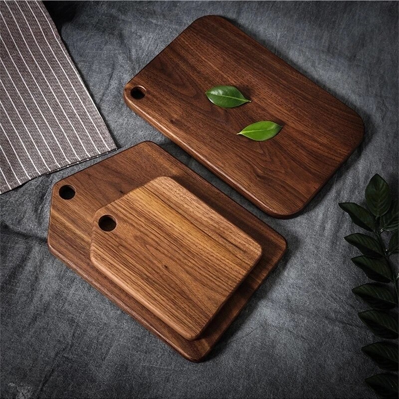 Tabla de corte de cocina de madera entera de nogal negro, tabla para cortar fruta de madera sólida, bandeja para cortar carne y pan