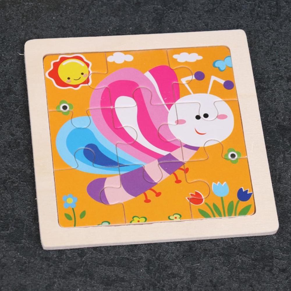 kids 9 Pieces Wooden Animal Print Puzzle Kids Early Education Wooden Puzzle Jigsaw Board Toy