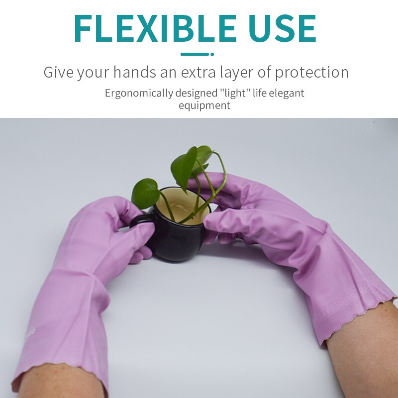 3Pairs PVC Household Gloves Reusable Cleaning Dishwashing Gloves Waterproof Non-Slip For Kitchen Gardening Work Gloves