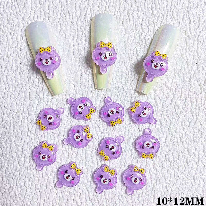 10 stks Cartoon Bunny Nail Art Charm 3D Snoep Kleur Hars Cartoon Dier Lollipop Nageldecoratie Korea Kawaii Nagelaccessoires: Apple Groen