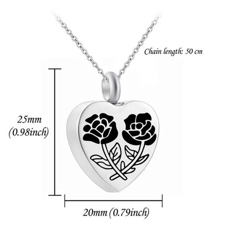 Heart Shaped Memorial Urns Necklace Human/ Pet Ash Casket Cremation Pendant Cross Stainless Steel Jewelry Can Open