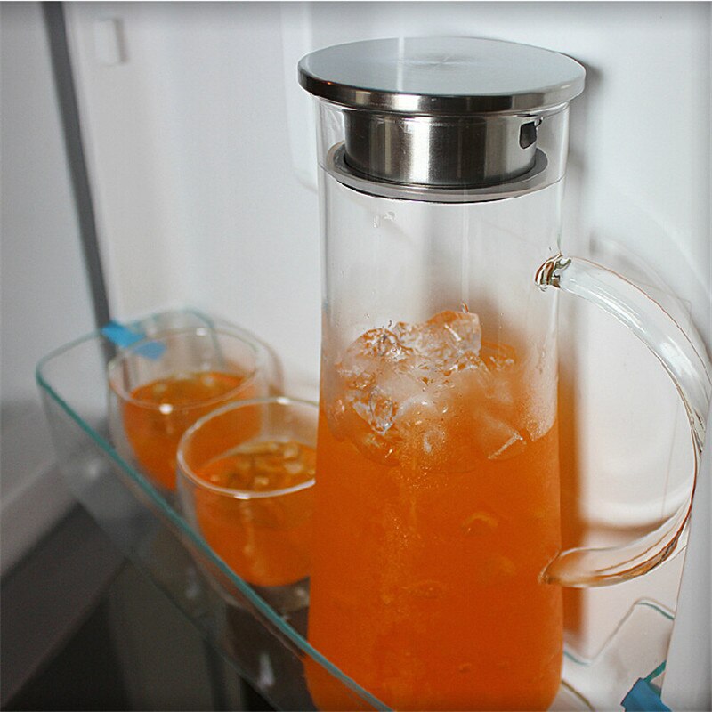 1800ml glass vannkoker toveis utløp vannkanne rustfritt stål sil juice blomster tekanne kanne varmebestandig gjennomsiktig vannkoker