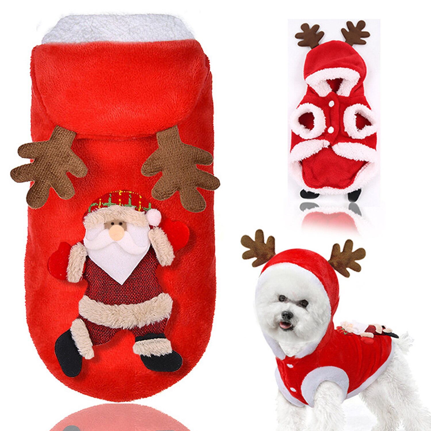 Behogar Christmas Reindeer Stijl Pet Honden Katten Kleding Warme Winter Kerst Kostuum Kerst Cosplay Outfit Hoodie Kleding