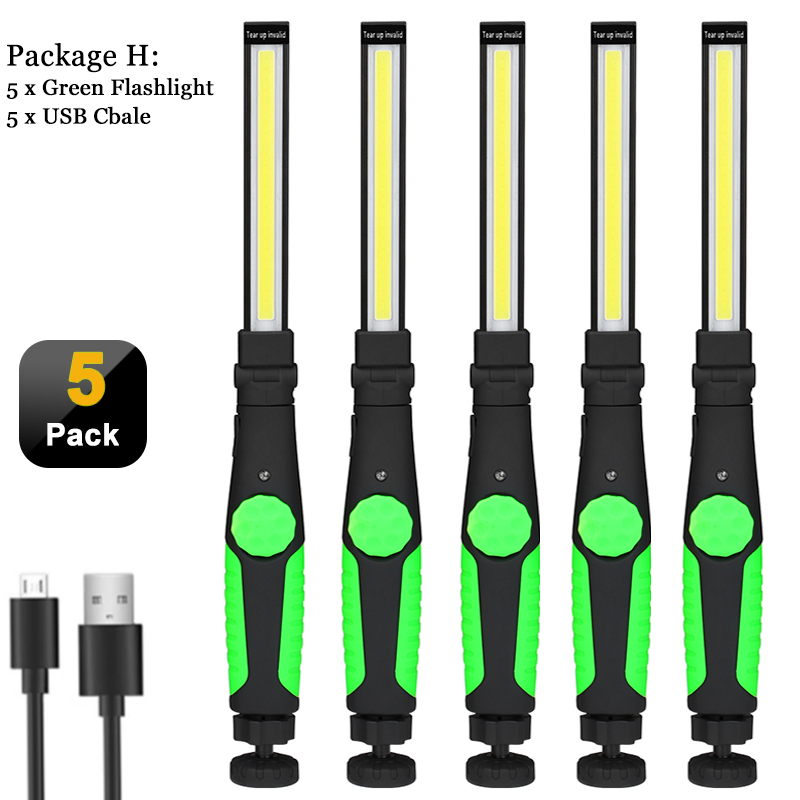 Lampes de travail LED COB, lampe de poche pliante avec Base magnétique, bande Rechargeable, lumière d'inspection lumineuse pour la réparation automobile: Rouge