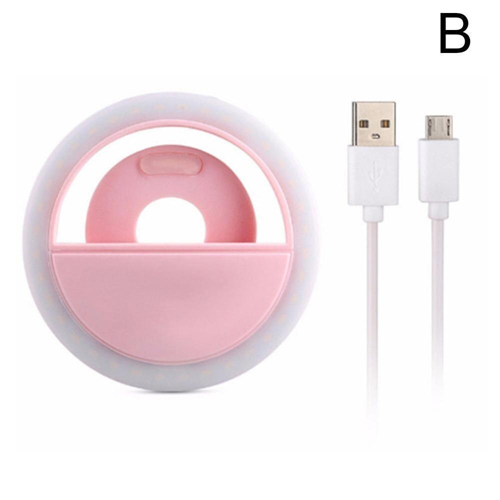 Mini Selfie Led Ring Licht Invullen Draagbare Mobiele Telefoon Mobiele Selfie 3 Niveaus Verlichting Voor Alle Lamp Clip Telefoons Lichtgevende ring M4R1: Roze