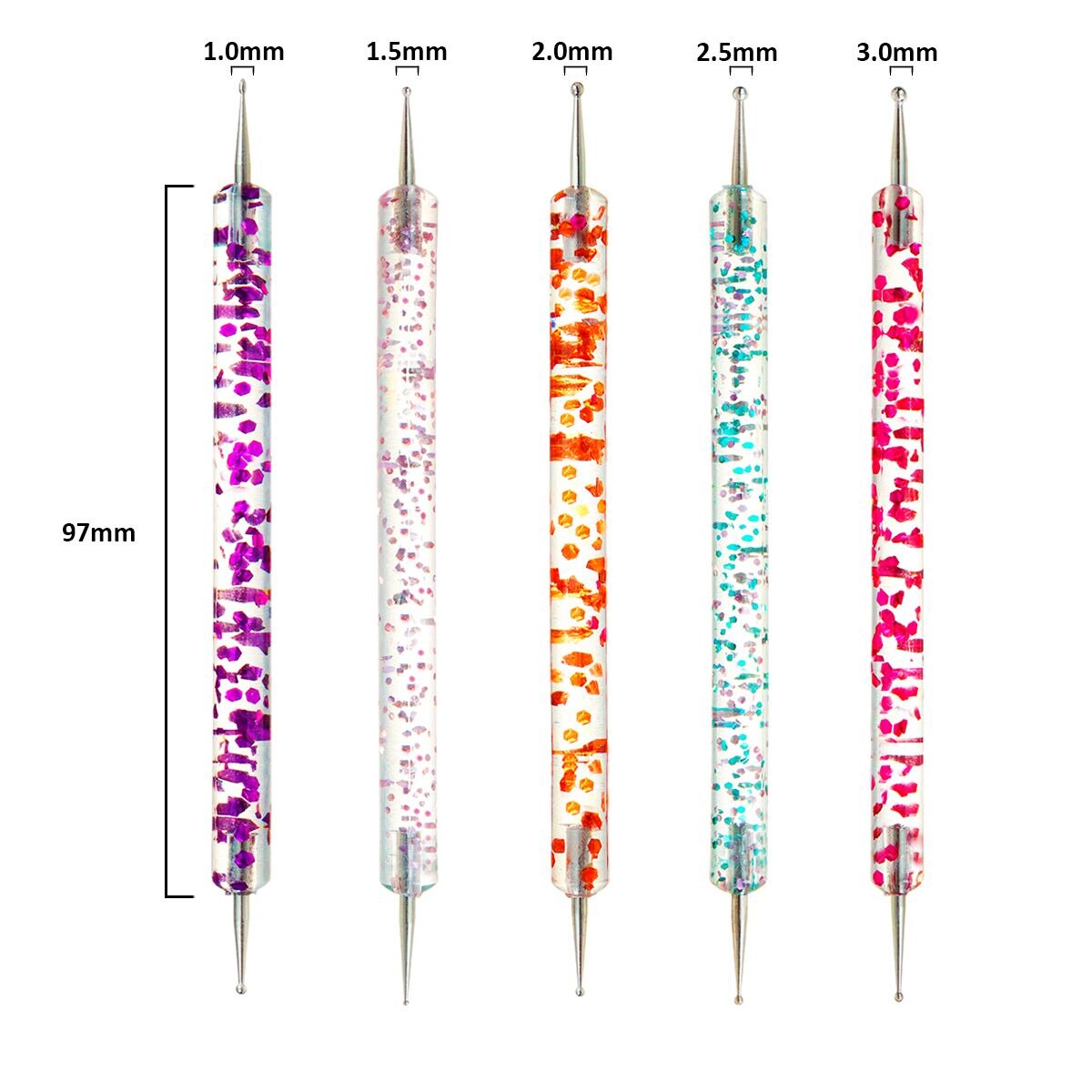 Monja 5 Stks/set Dubbele Hoofd Manicure Borstel Acryl Gel Graveren Pen Strass Kralen Decoratieve Delicate Nail Art Gereedschap: SKU004572