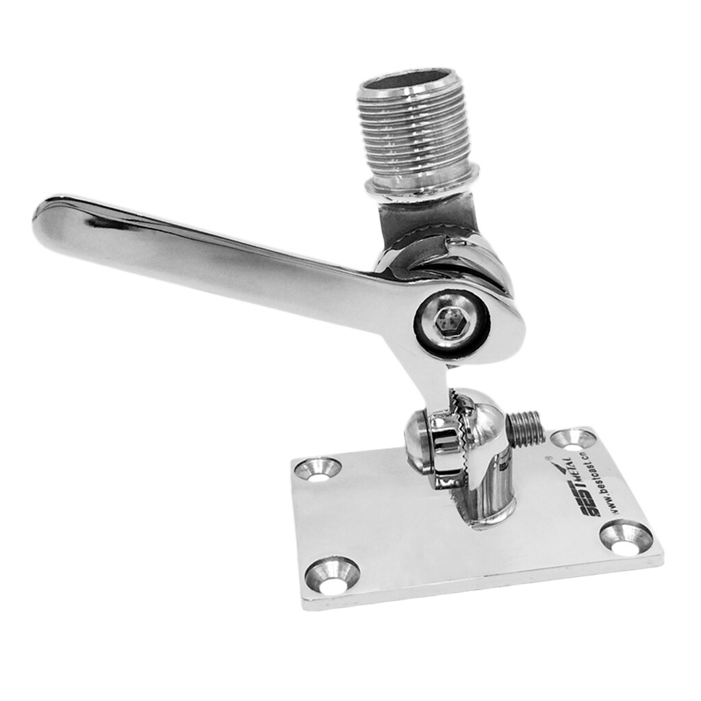 Marine Radio VHF Antenna Adjustable Base Mount for Boats - 316 Stainless Steel