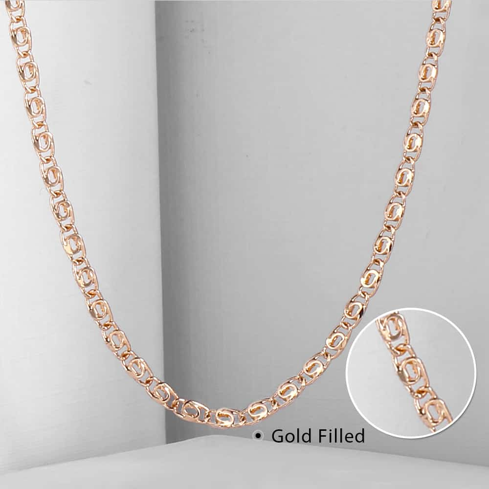 2.5mm Thin Womens 585 Rose Gold Necklace Snail Link Paperclip Chain For Women Girl Jewelry CN15A