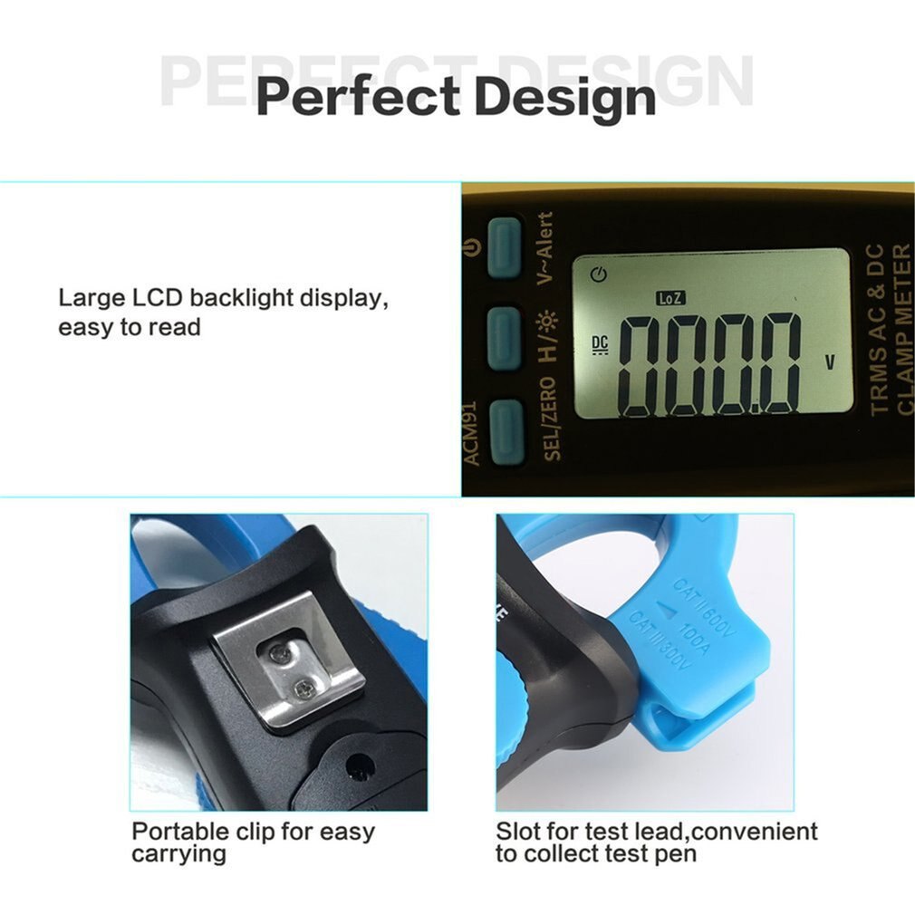 ACM91 Digital Klemme Meter True-RMS DC AC Strom 100A 1mA Genauigkeit Amperemeter Auto Palette Multimeter Voltmeter DMM Tester