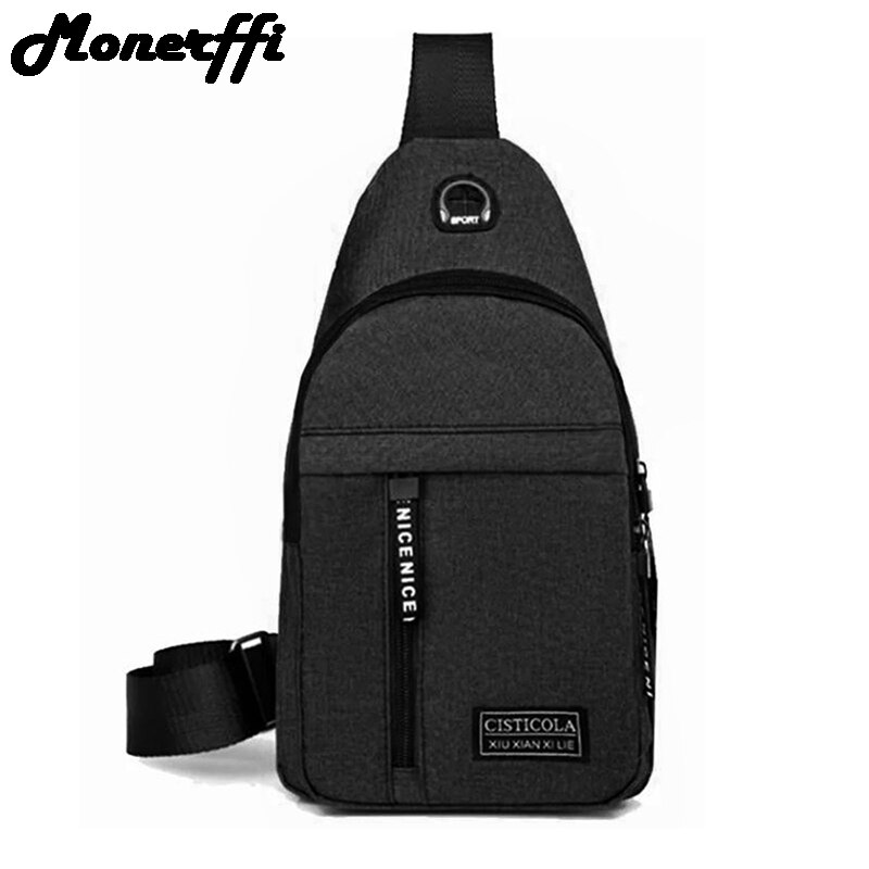 Männer Schulter Tasche Schlinge Brust Pack Leinwand USB Ladung Sport Crossbody Handtaschen Für Männer Brust Taschen Gürtel Taille Packungen: B