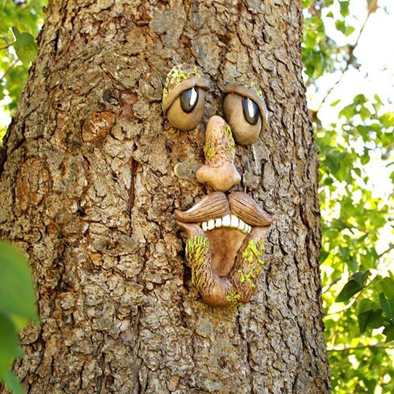 Outdoor Tree Funny Old Man Face Sculpture Whimsical Tree Face Garden Decoration Old Man Tree Hugger Garden Peeker Yard Art