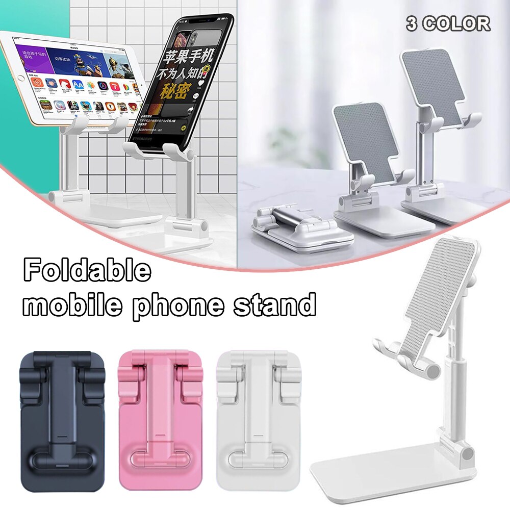 Ergonomic Collapsible Adjustable Metal Desktop Tablet Holder Table Cell Foldable Extend Support Desk Mobile Phone Holder Stand