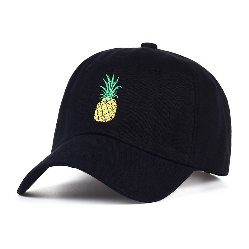 Tunica ananas broderi baseball cap bomuld 100%  hipster hat frugt ananas far hat hip hop bomuld snapback cap hatte: Sort
