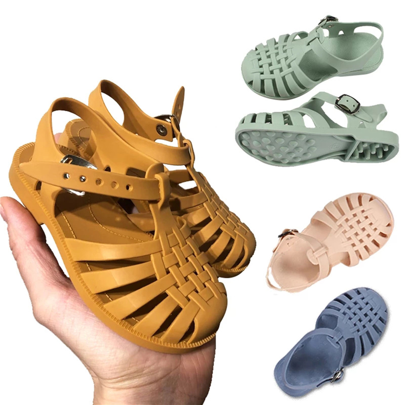 Blotona-Sandalias planas de para niños y niñas, zapatos de verano de Color sólido para caminar, calzado de playa