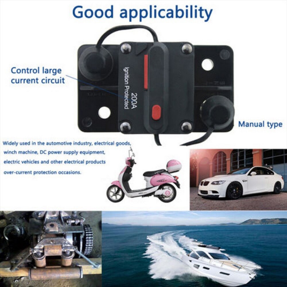 40A 50A 60A 70A 80A AMP Circuit Breaker Dual Battery IP67 Waterproof 12V 24V Fuse Reset Housing is thermal plastic