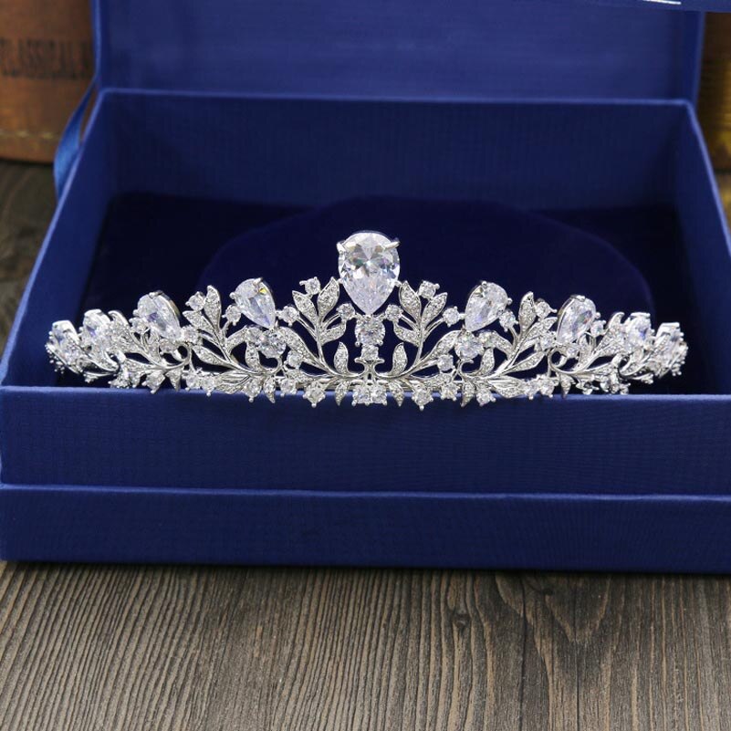 Couronne de mariage en Zircon cubique, accessoires pour cheveux de mariée de , bijoux de diadème de mariée à la