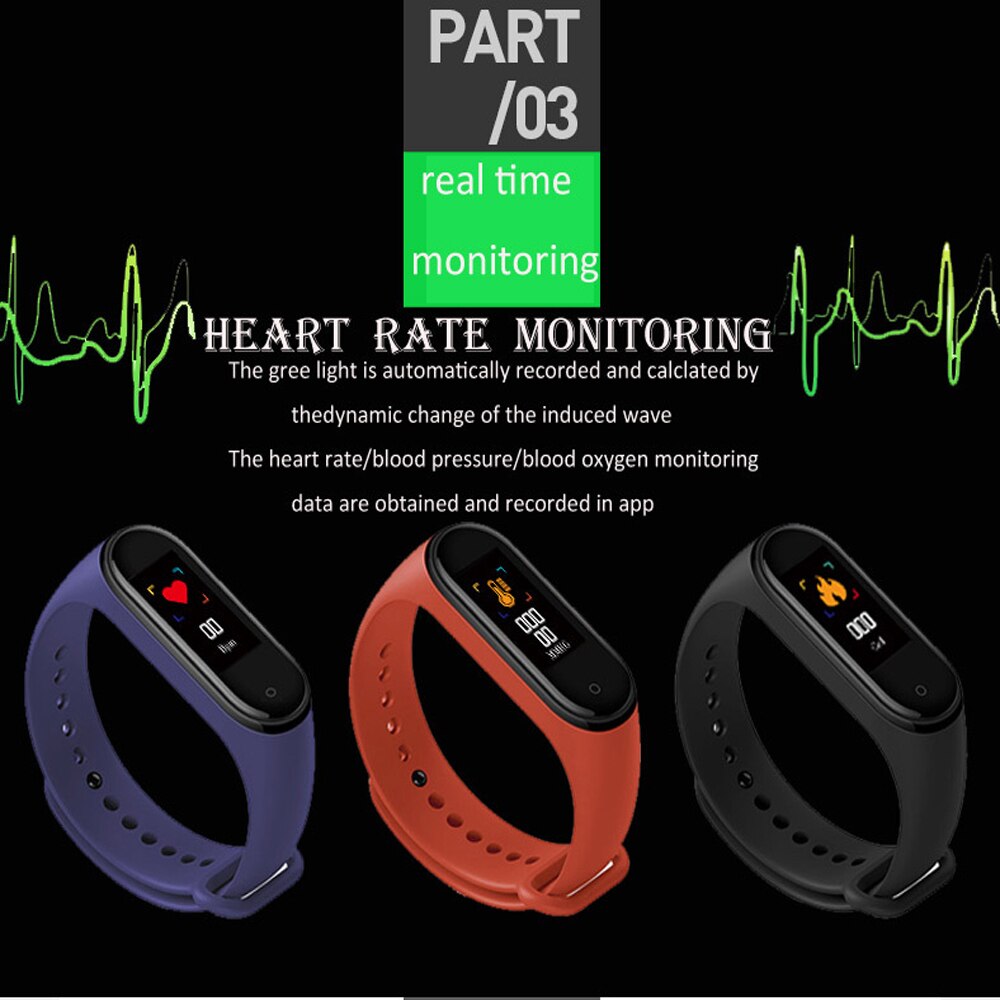 M4 Smart Bracelet Waterproof Men Sport Watch Band 4 Heart Rate Pedometer Monitor Blood Pressure Smart Wristband For XiaoMi IOS