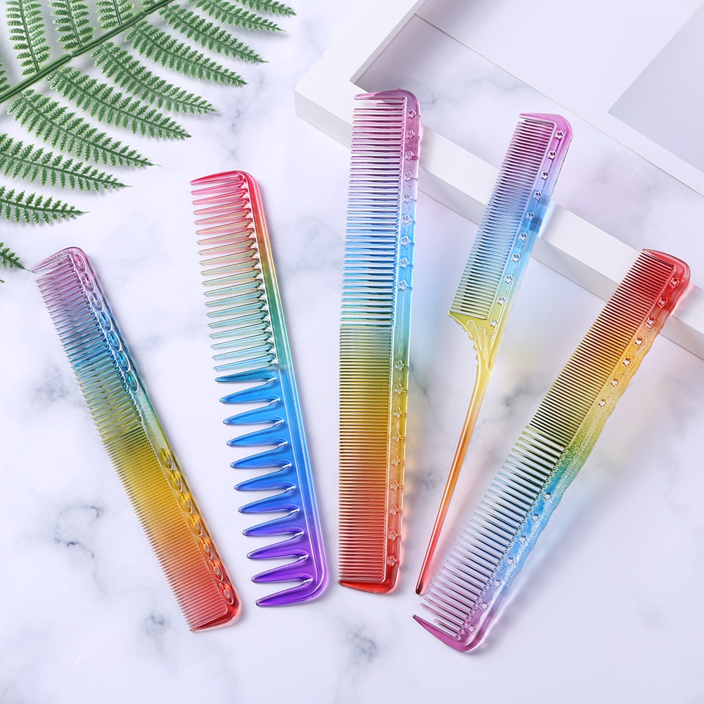 Peine de pelo colorido arcoíris antiestático, doble cabezal, Herramienta de Peinado salón, herramientas de barbería peluquería, 1 ud.