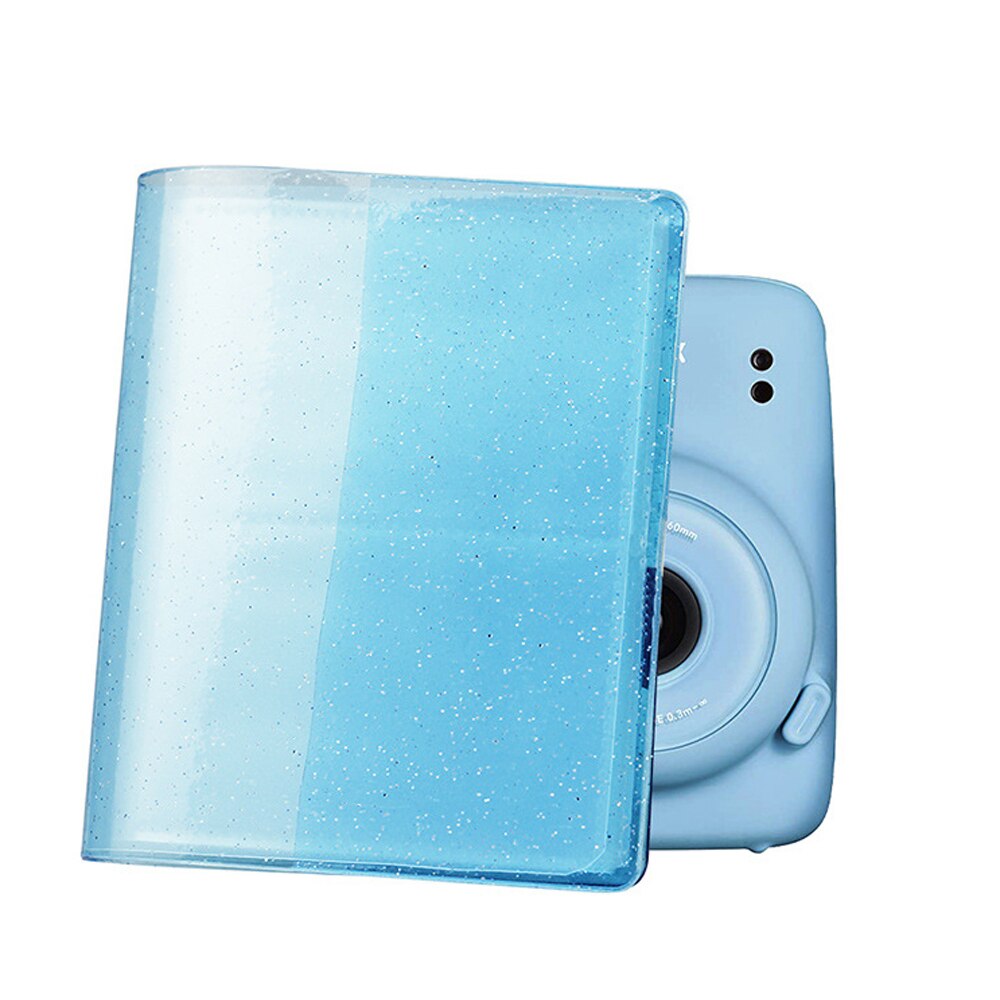 Besegad 64 lomme fotoalbum til fujifilm instax mini 11 3 tommer farve fotografi album pvc blød mini pjece billede sag: Blå