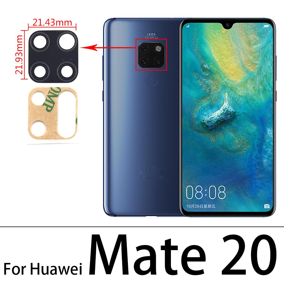 Huawei Mate 9 30 40 pro 10 20 lite 20x用のオリジナルのリアカメラガラス,接着剤付き交換ツール,2個: Mate 20