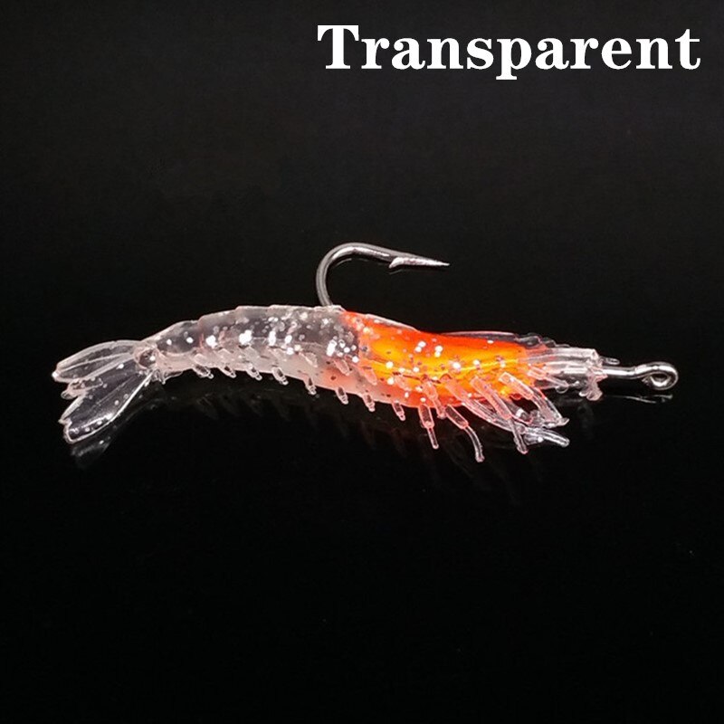 1/3 pçs 3g-60mm 4 cores luminoso camarão lula noite pesca lula jigs isca baixo suave peixe equipamento equipamento equipamento acessórios: Transparent / 1PC